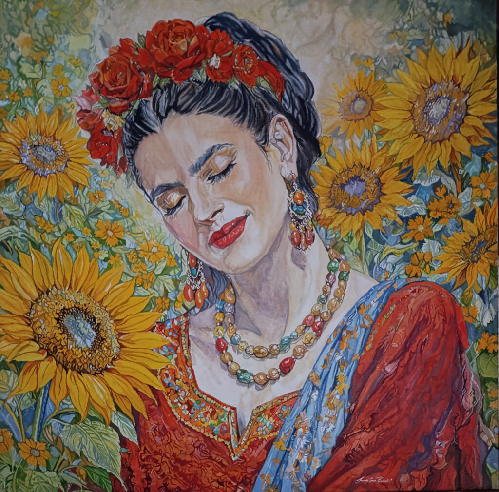 FRIDA KAHLO huile 80 x 80 cm les tournesols