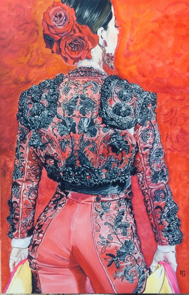 huile 60 x 92 torera de rojo