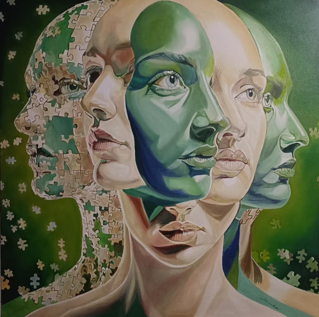 le soi inachevé huile 80 x 80 cm 2026
